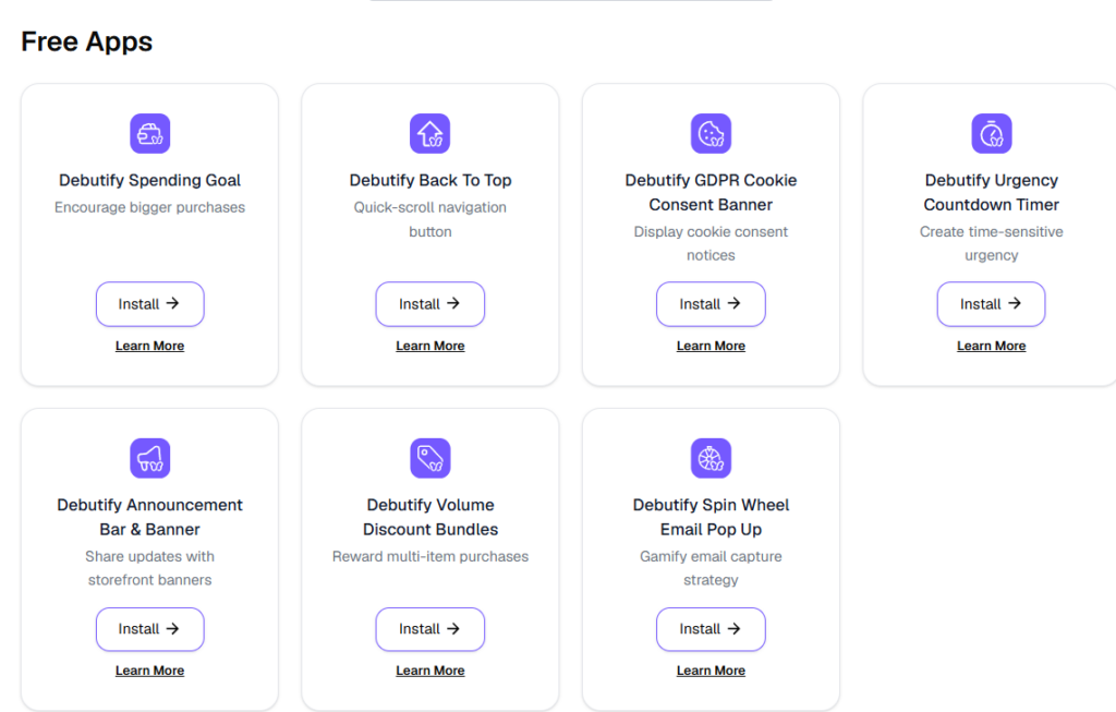 debutify free apps