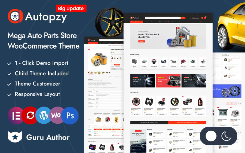 Autopzy - Auto Parts and Tools Store Elementor WooCommerce Responsive Theme