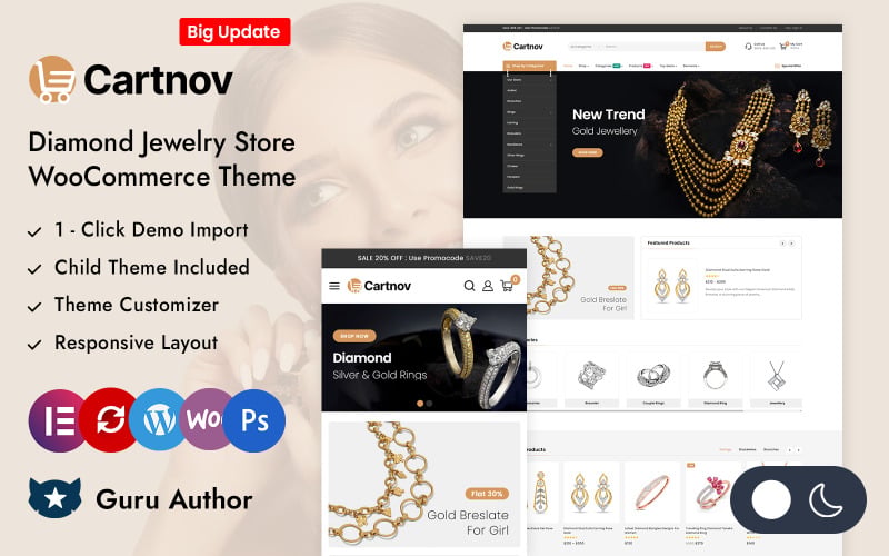 7 Best WooCommerce Themes for Online Jewelry Store Cartnov - Diamond Jewelry Store Elementor WooCommerce Responsive Theme