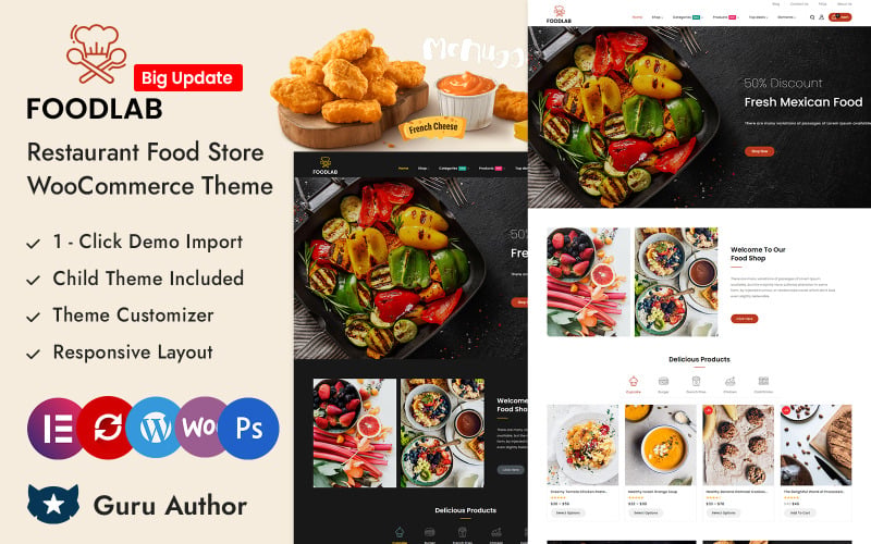 7 Best Food and Restaurant WooCommerce Themes FoodLab - Restaurant Food Store Elementor WooCommerce Responsive Theme