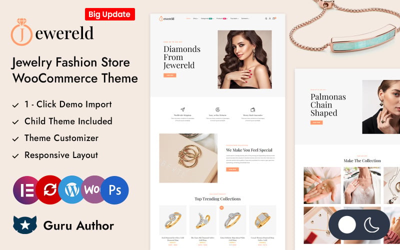 7 Best WooCommerce Themes for Online Jewelry Store Jewereld - Jewelry Fashion Store Elementor WooCommerce Responsive Theme