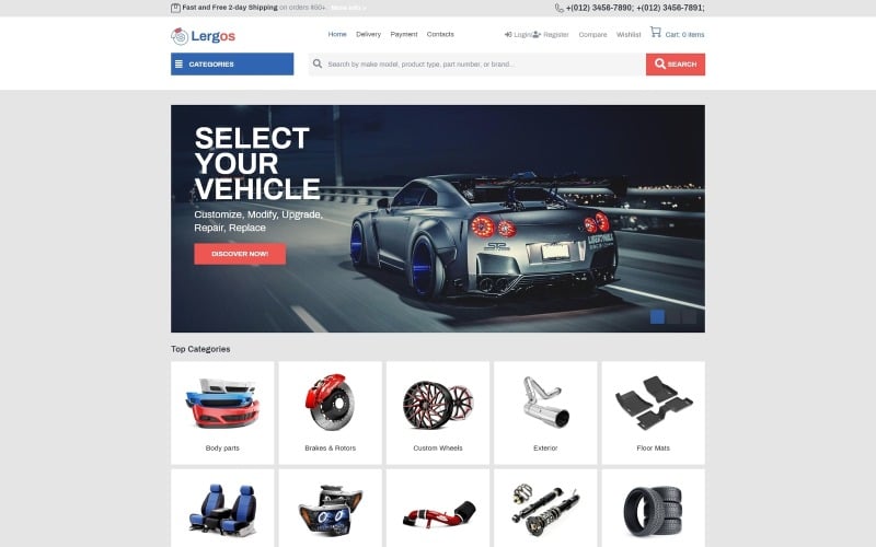 7 Best Car WooCommerce Themes for WordPress Stores Lergos - Car Spare Parts ECommerce Classic Elementor WooCommerce Theme