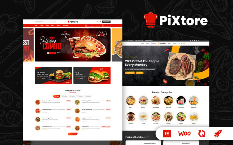 7 Best Food and Restaurant WooCommerce Themes PiXtore - Pizza and Restaurant WooCommerce Theme