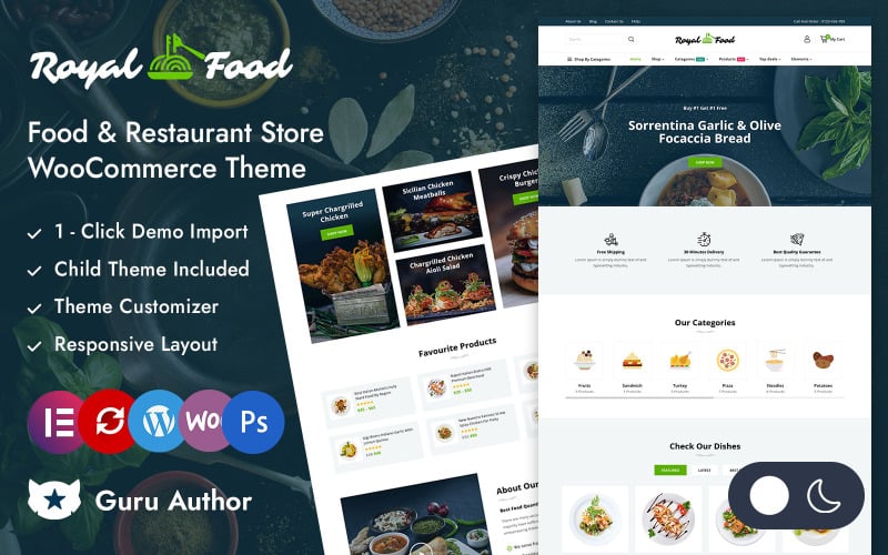 7 Best Food and Restaurant WooCommerce Themes RoyalFood - Food & Restaurant Store Elementor WooCommerce Responsive Theme