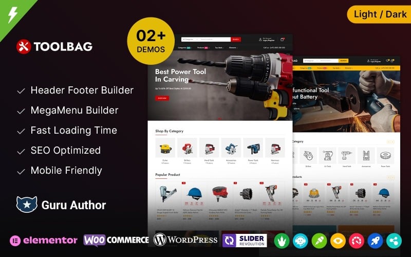 Toolbag - Tools and Equipments and Spare Parts Elementor WooCommerce Theme