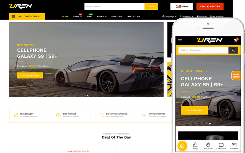 7 Best Car WooCommerce Themes for WordPress Stores Uren - Car Accessories Shop Theme WooCommerce Theme