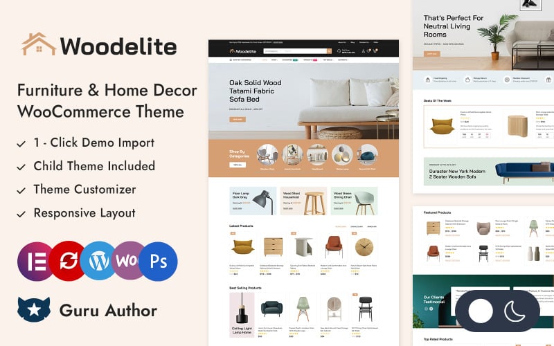 Woodelite WooCommerce Responsive Furniture and Home Decor Theme