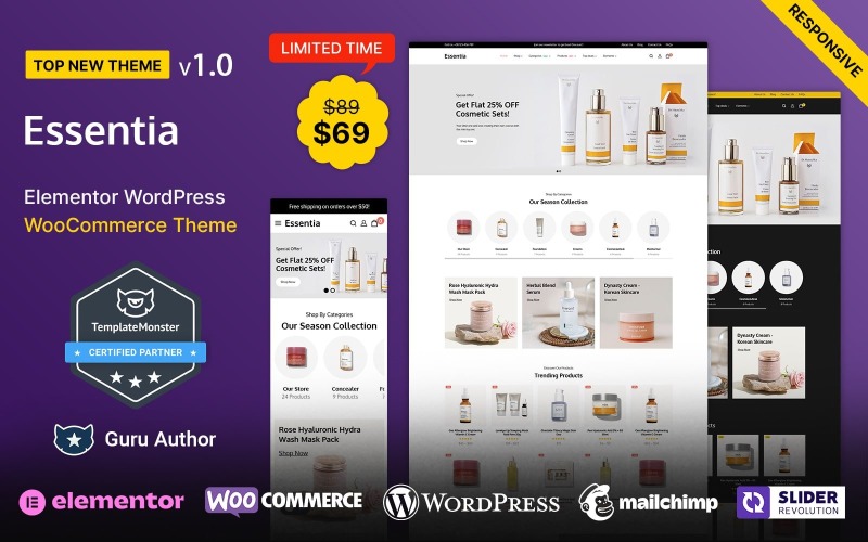 Essentia – Cosmetic and Perfume WooCommerce Fashion Elementor Theme