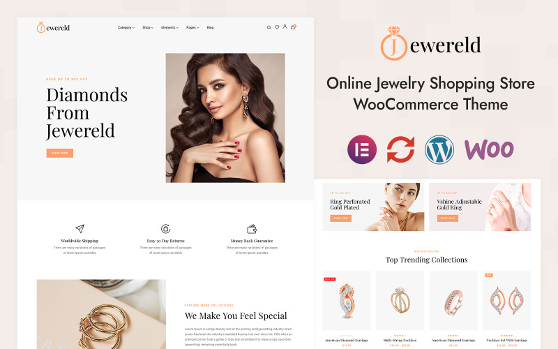Jewereld – Jewelry Fashion Store Elementor WooCommerce Responsive Theme